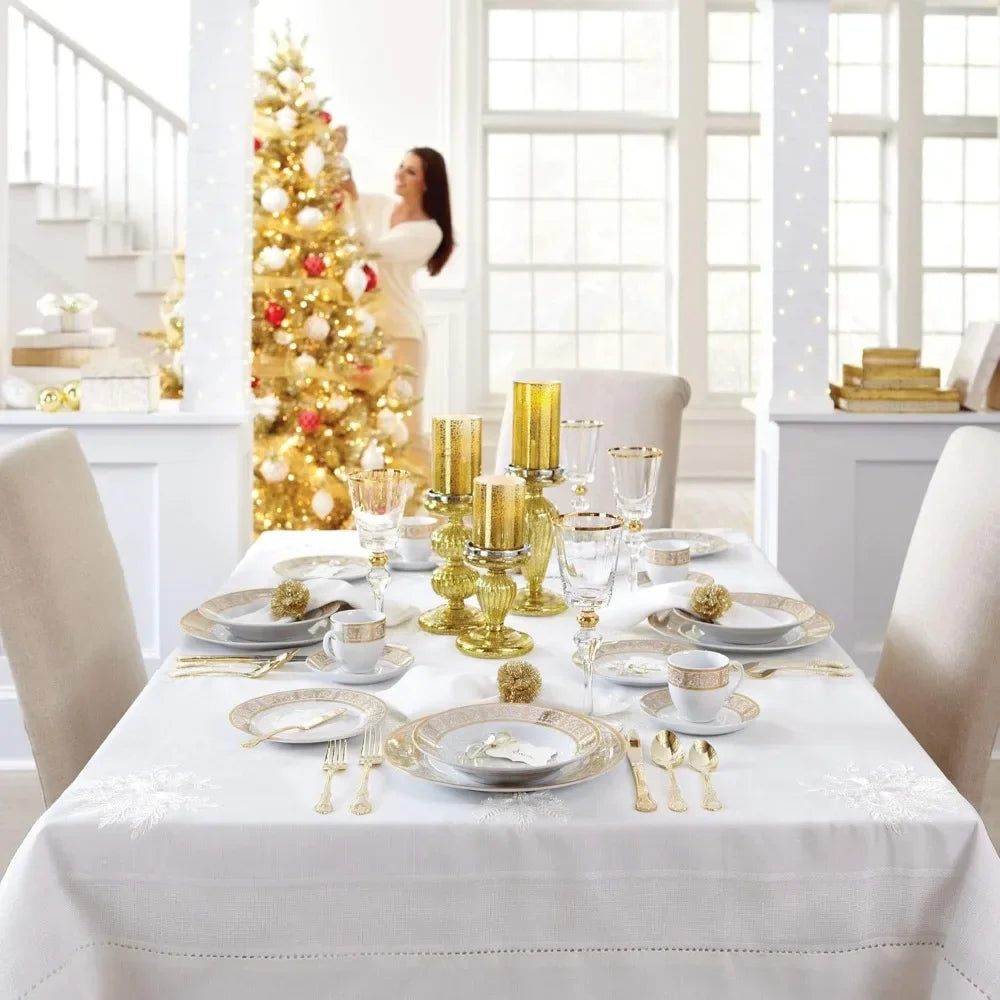 Medici 40-Piece Premium Golden Porcelain Dinnerware – Gold and White Set (Service for 8)